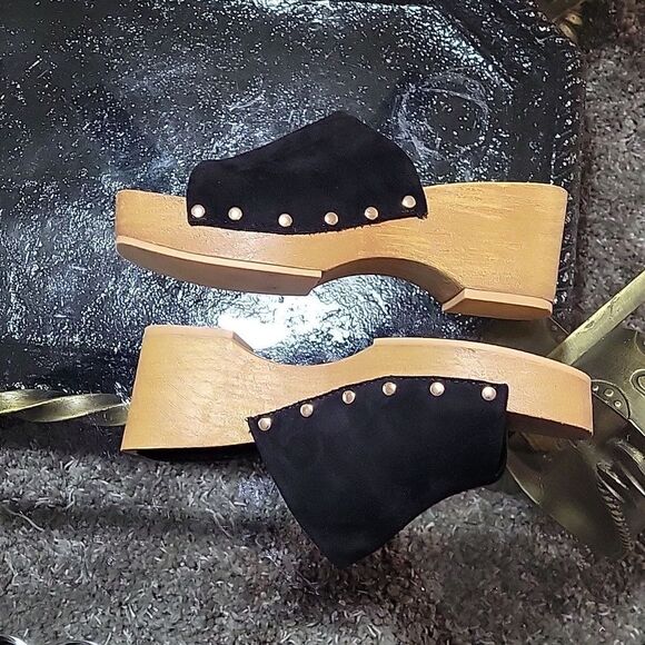 BRAND NEW ROUGE HELUIM SUEDE WOODEN BLOCK HEEL SANDAL - Picture 13 of 16